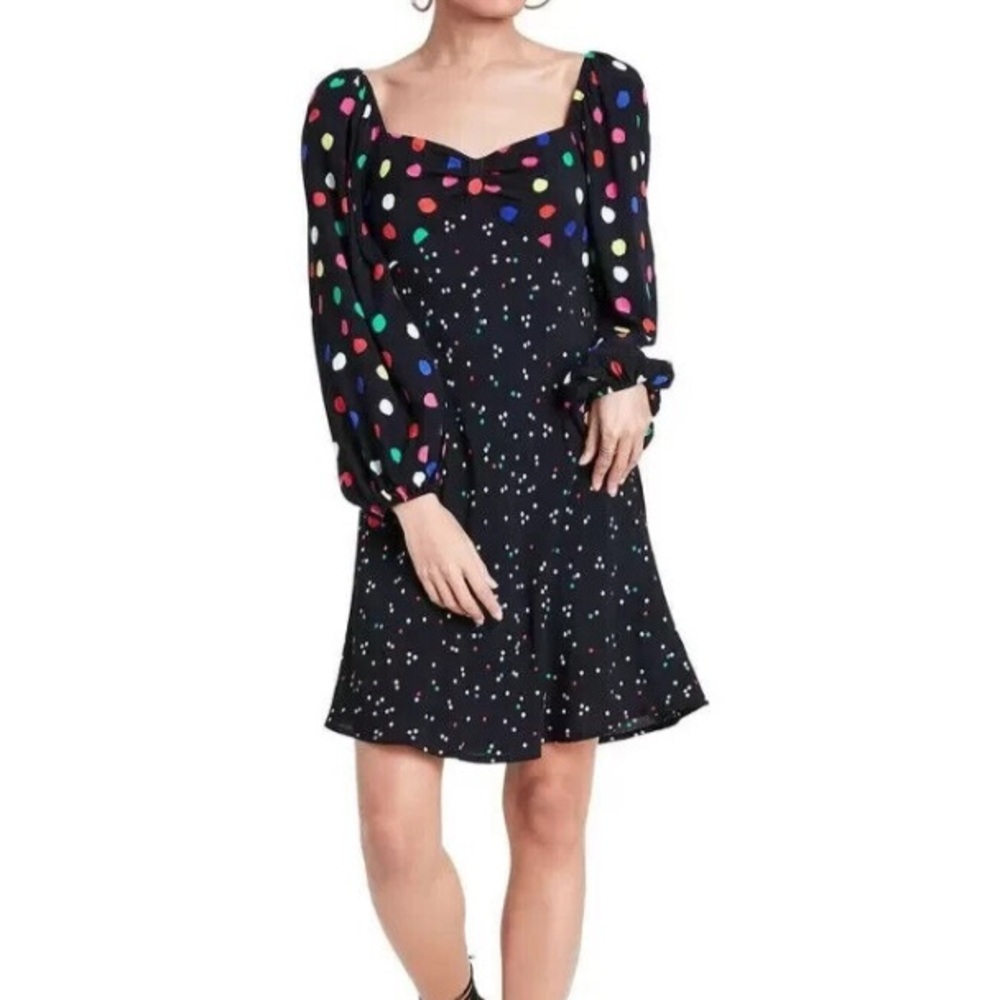 RIXO x target Black Dress with Colorful Polka Dots